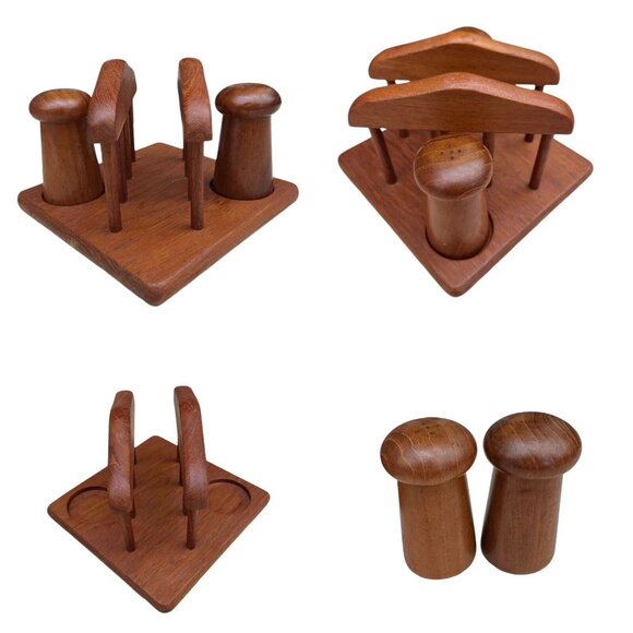 Gailstyn-Sutton Other - Vintage Gailstyn-Sutton Teak Wood Salt & Pepper Shakers &Napkin Holder